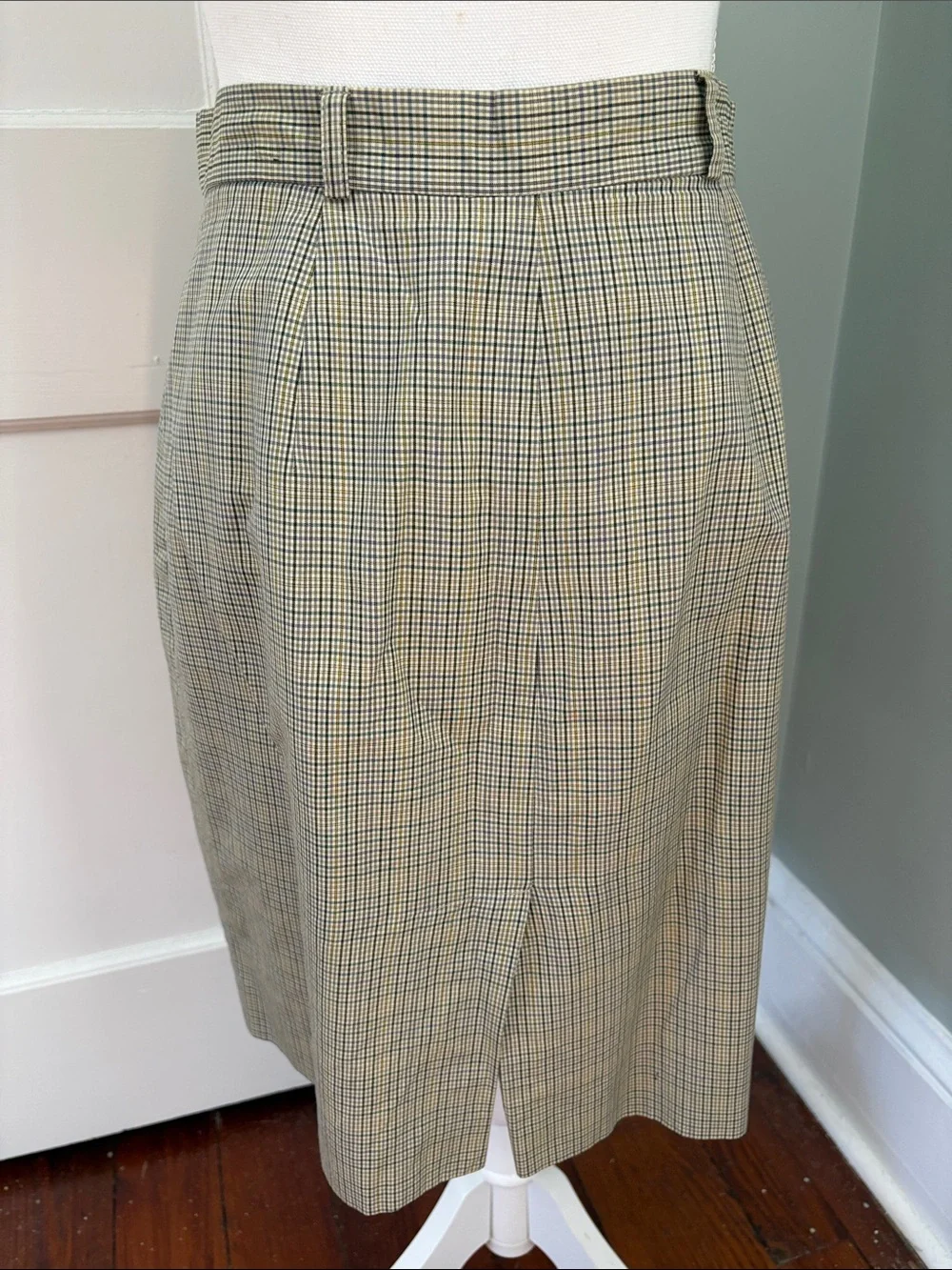 Vintage 1990s Ann Taylor Plaid Skirt Suit Set Yellow Blue Size 8 / 10 Cotton